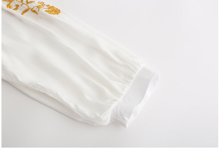 Bohemian V-neck Embroidered Loose Dress Embroidered Maxi