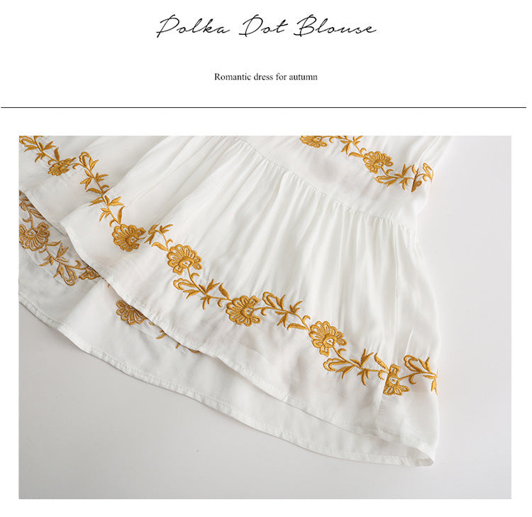 Bohemian V-neck Embroidered Loose Dress Embroidered Maxi