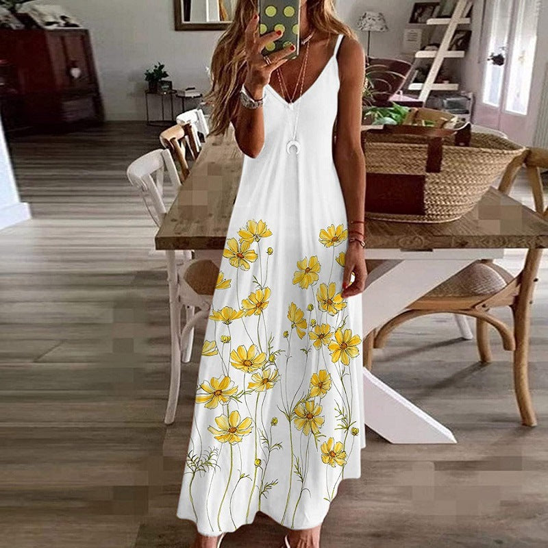Boho Floral Maxi Sling Dress for Women