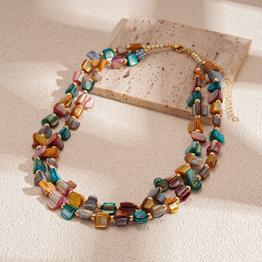 Niche Sophisticated Shell Clavicle Necklace – Irregular Geometric Statement Necklace