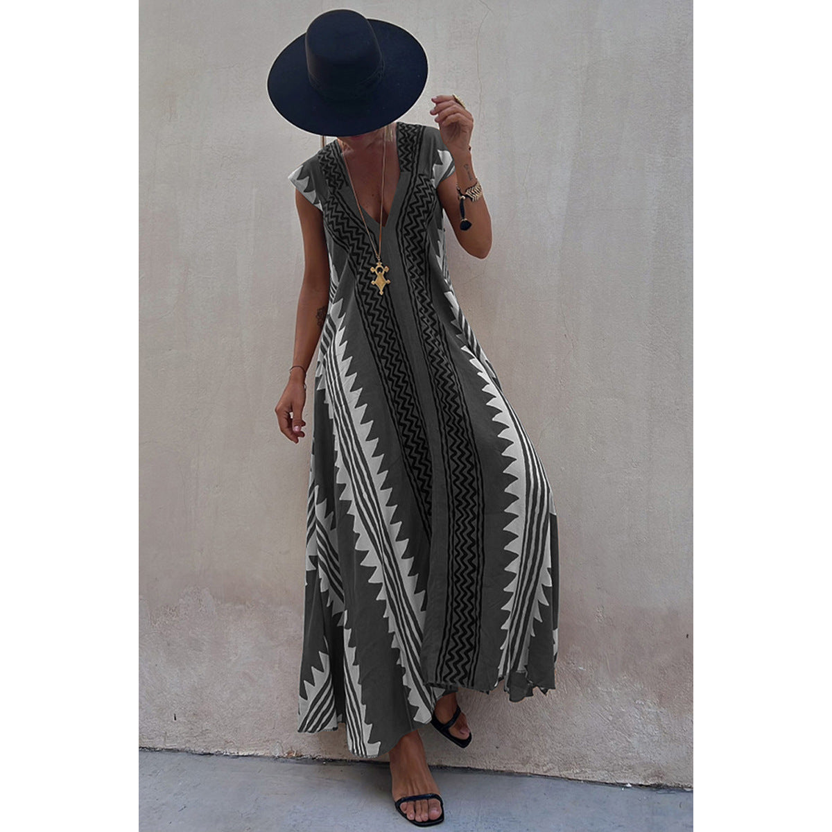 Boho Chic Women's Geometric Loose and Fluid Dress