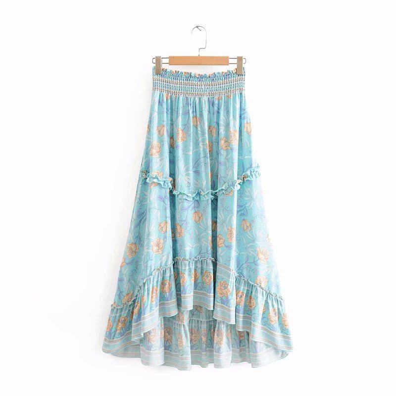 Ethereal Flair Bohemian Ruffled Swing Skirt Elastic Waist