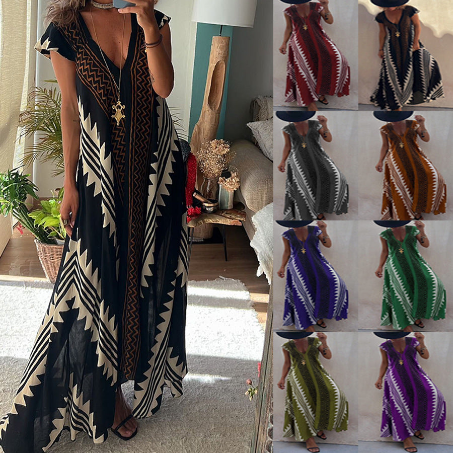 Boho Chic Women's Geometric Loose and Fluid Dress