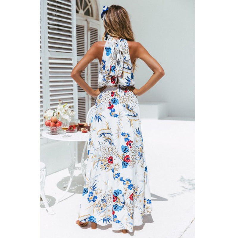 Boho Summer Flowers Bohemian Hi Low Dress for Women