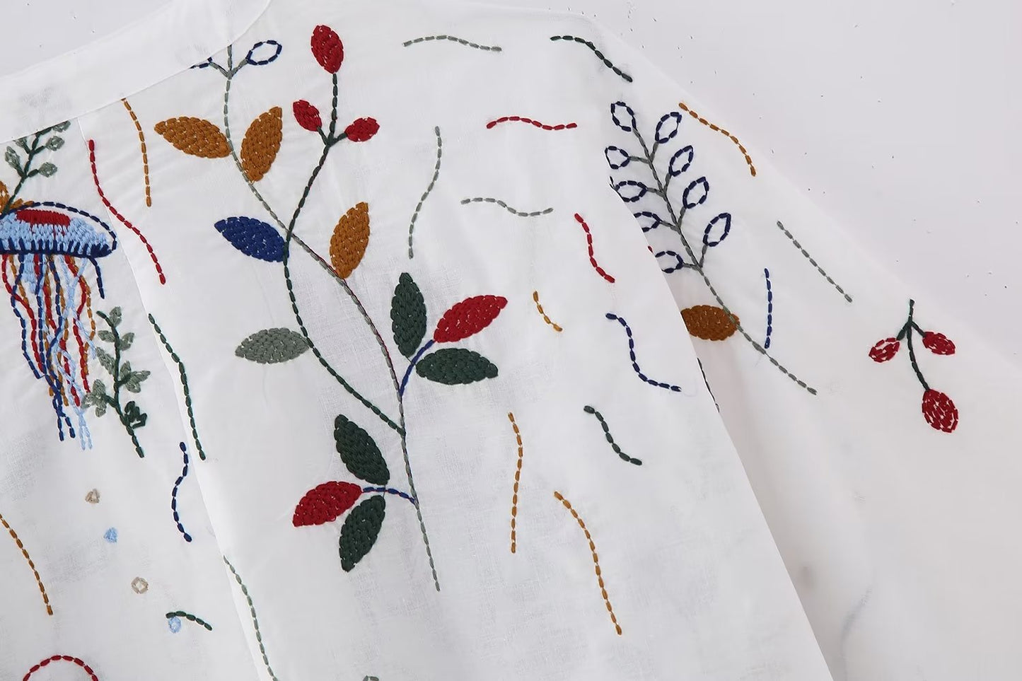 Boho Sea Life Embroided Shirt/ Skirt Set