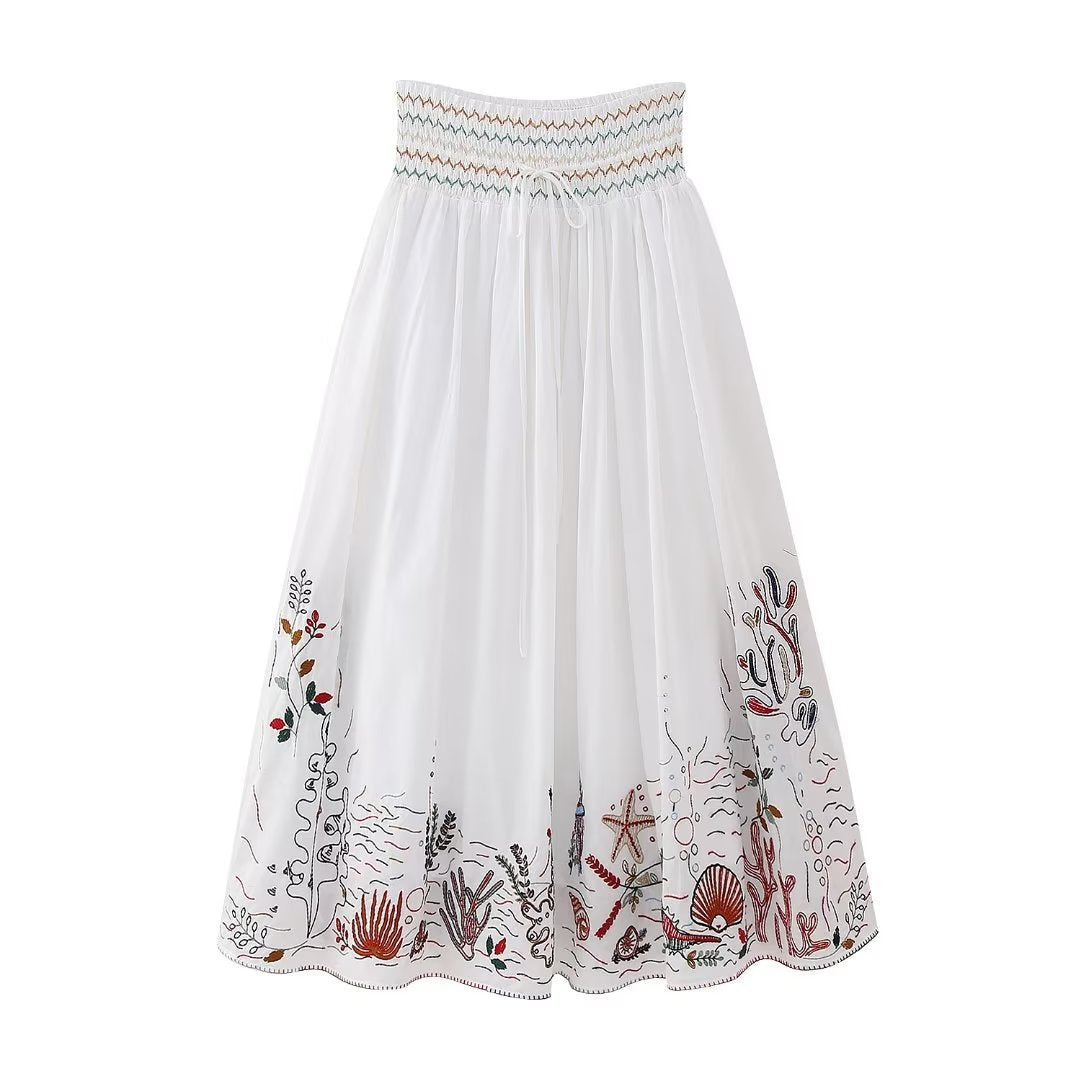Boho Sea Life Embroided Shirt/ Skirt Set
