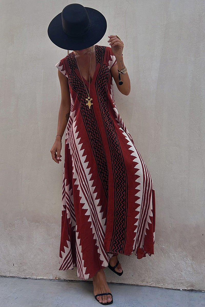 Boho Chic Women's Geometric Loose and Fluid Dress