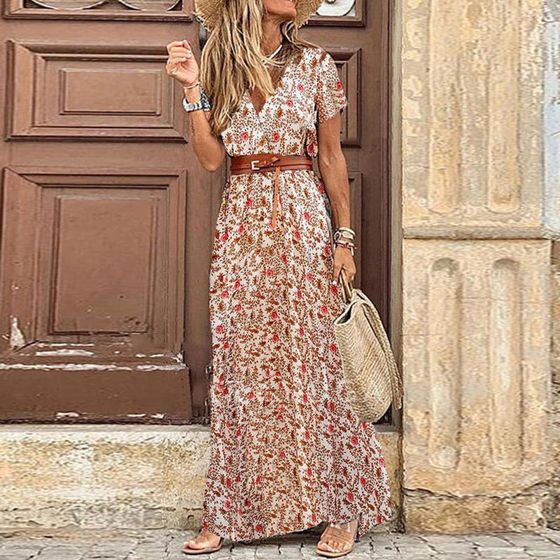 Boho Chic V-Neck Floral Maxi Dress for Women