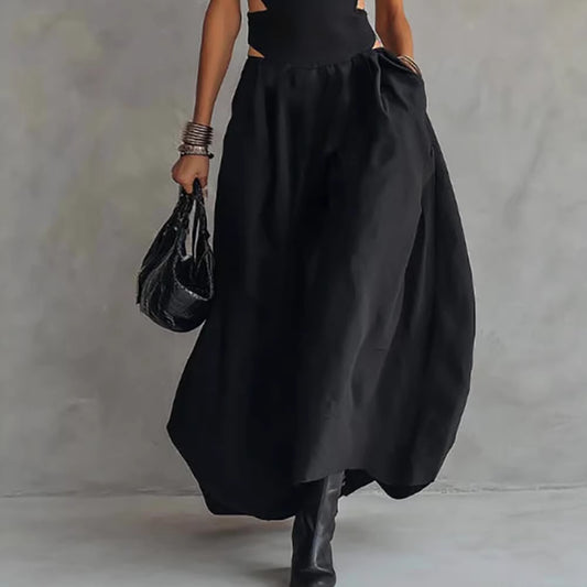Black Sleeveless Midriff-Baring Elegant Slimming Long Dress – High Waist Cutout Maxi Dress