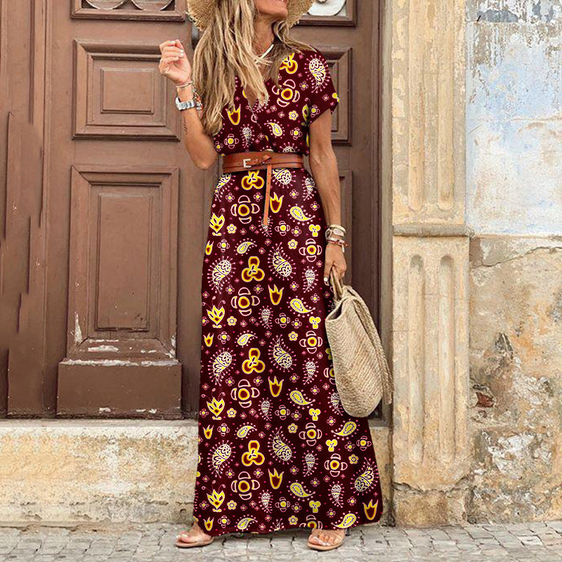 Boho Chic V-Neck Floral Maxi Dress for Women