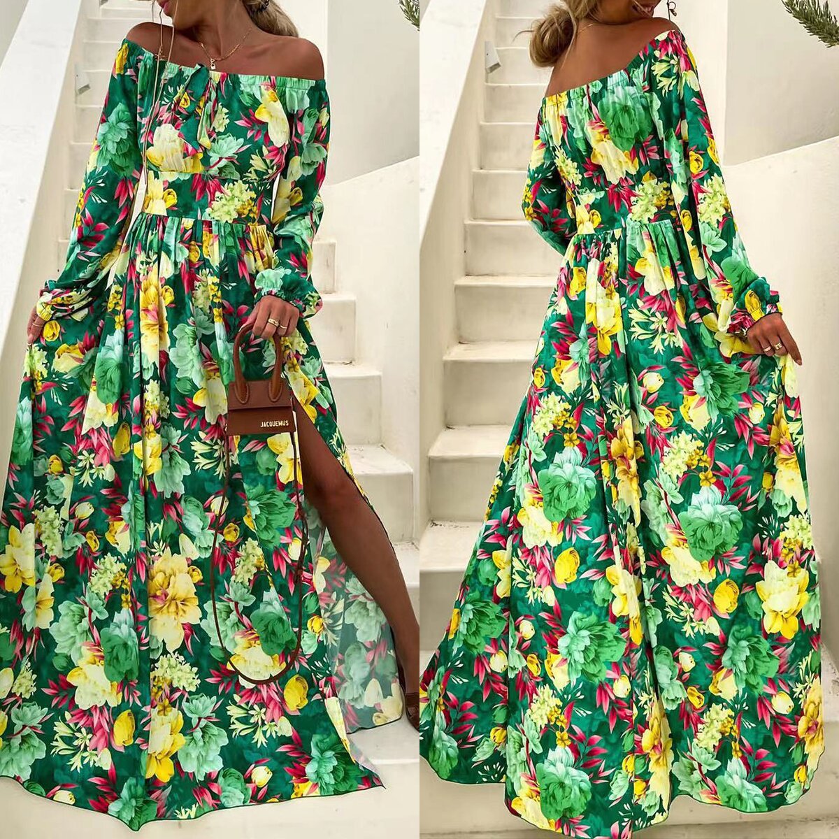 Boho-Chic Women's High Street Floral Print Dress