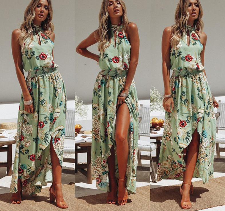 Boho Summer Flowers Bohemian  Hi Low Dress for Women