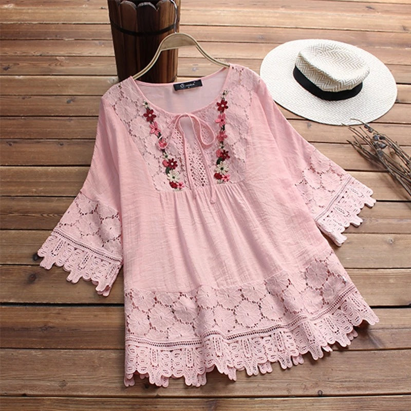 British Style Boho Loose Blouse for Women