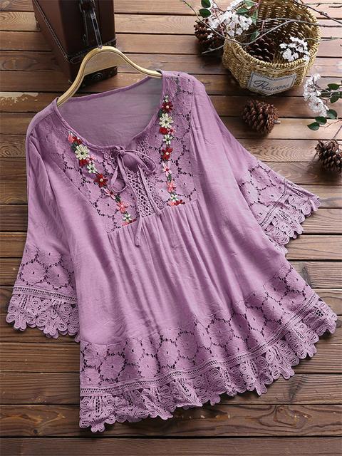 British Style Boho Loose Blouse for Women