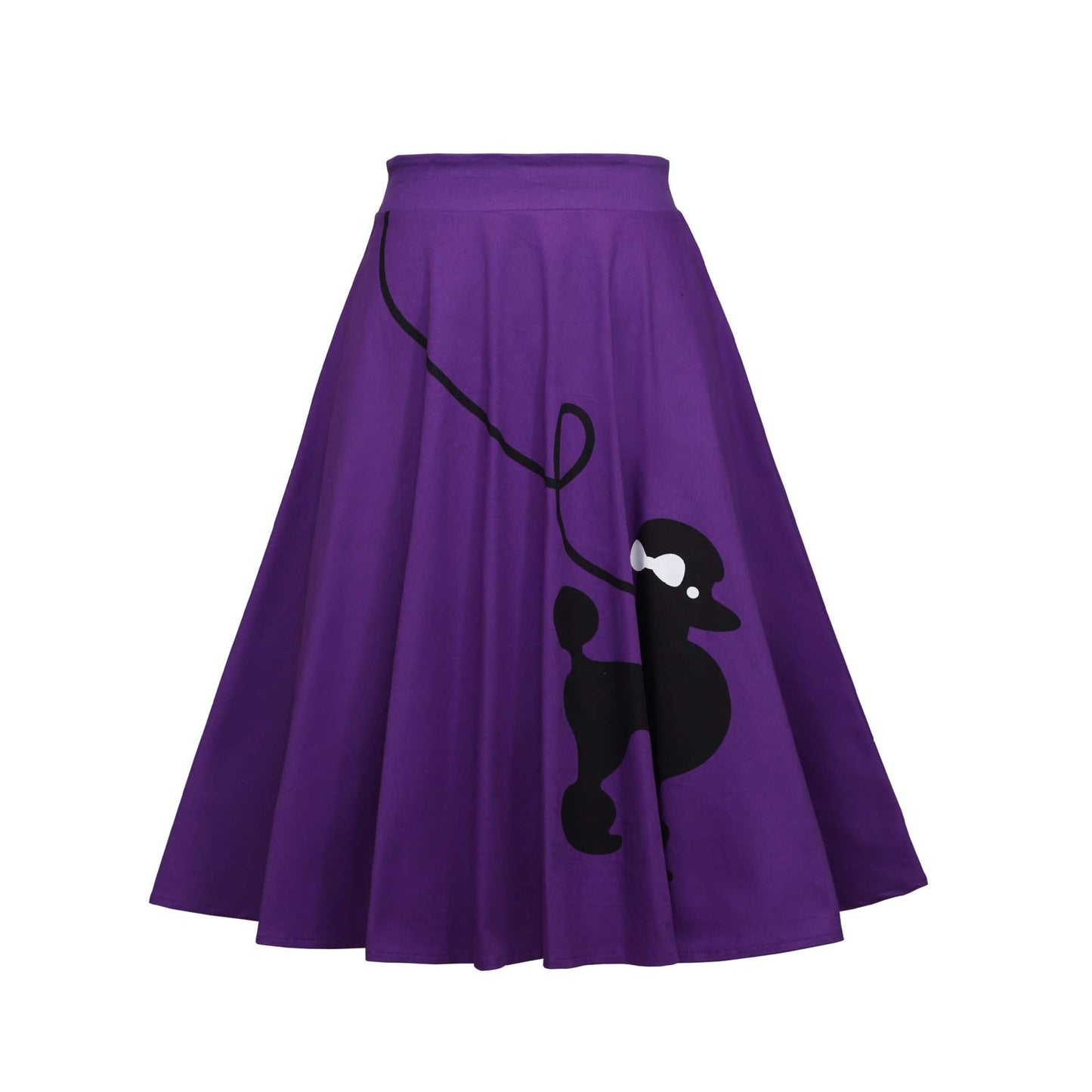 Vintage Poodle Print Big Skirt Cotton Dress – Full A-Line Retro Midi Dress
