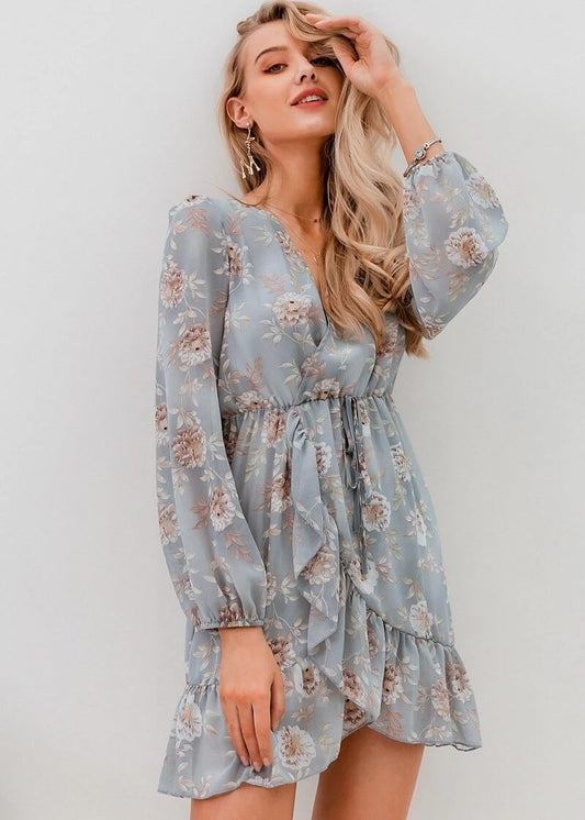 Haute Boho Chic Flower Lantern Sleeve Dress for Women