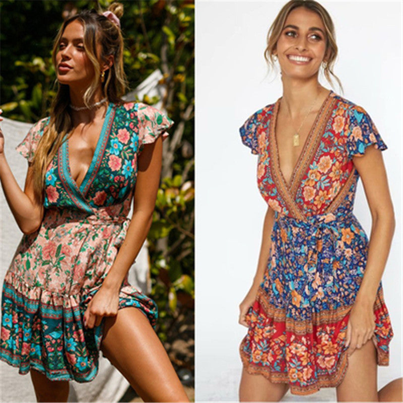 Charming Boho Style Women's Midi Dress