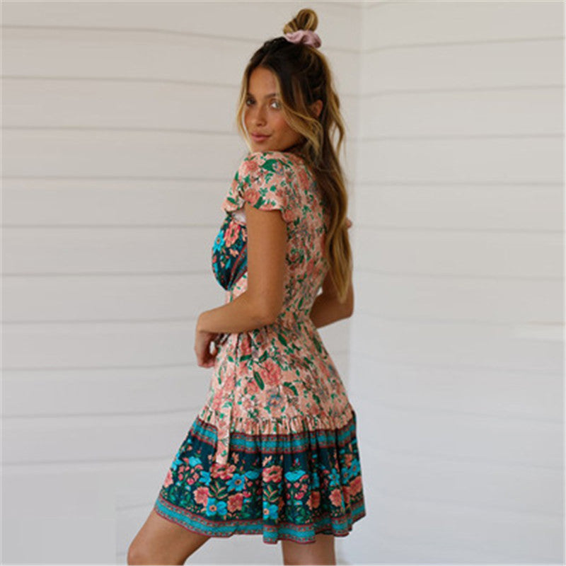 Charming Boho Style Women's Midi Dress