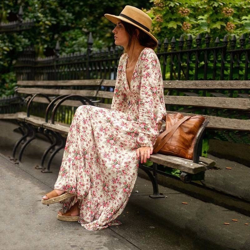 Boho Chic Women's Flowing Maxi Swing Dress