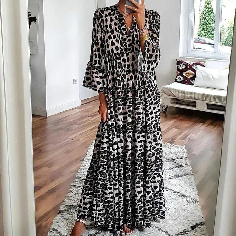 Boho Chic Leopard Print Design   Style Maxi Dress for Women