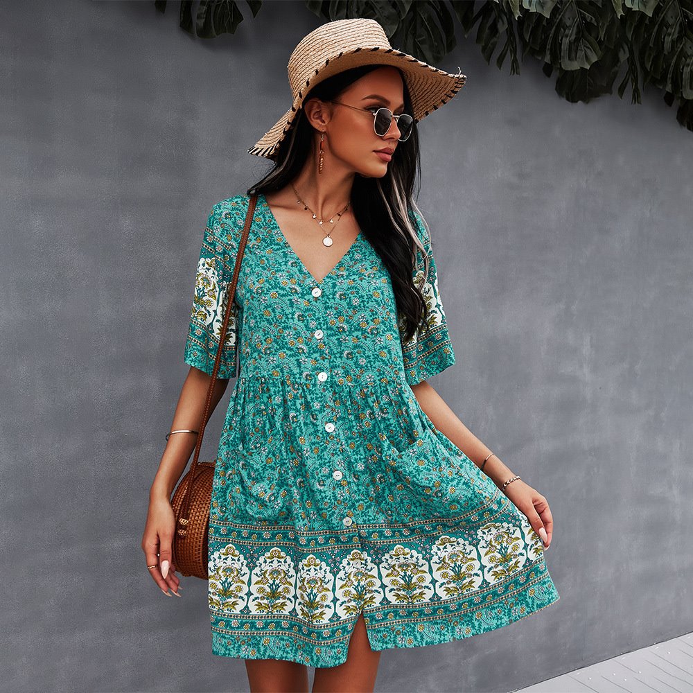 Charming Bohemian Style Mini Dress for Women