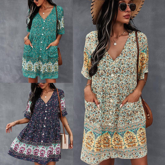 Charming Bohemian Style Mini Dress for Women