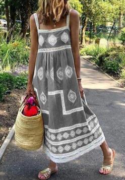 Boho Casual Sling Dress for Women