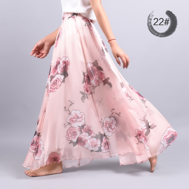 Boho Chic Chiffon Floral Maxi A-Line Swing Skirt