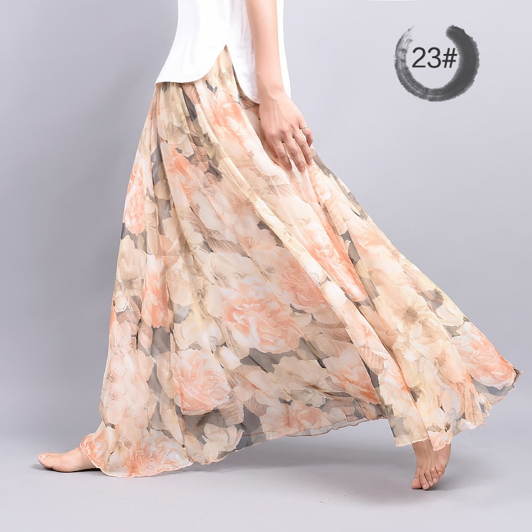 Boho Chic Chiffon Floral Maxi A-Line Swing Skirt