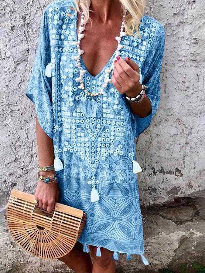 Boho Apparel V-Neck Midi Dress for Women