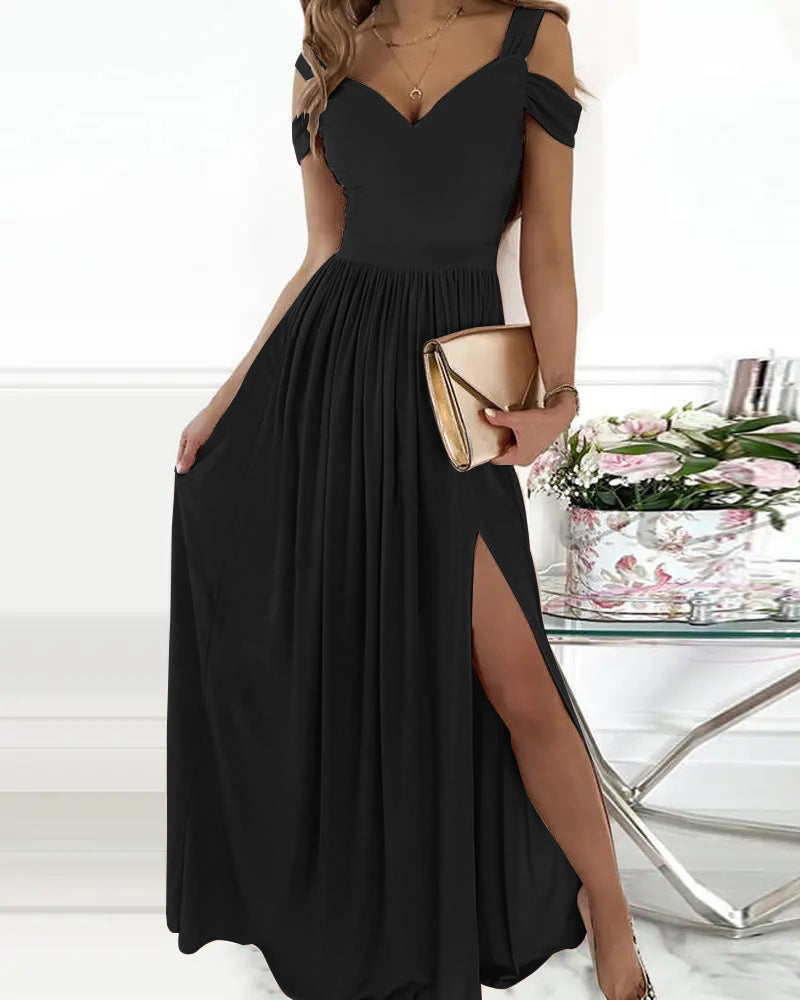 Boho Women's Spaghetti Strap V-Neck Split Maxi Dress