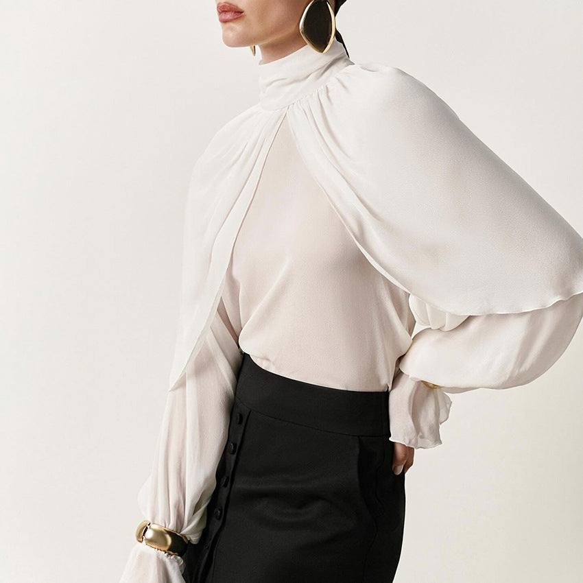 Womens Stylish Chic Turtleneck Shirt – Slim Fit Long Sleeve Pullover Top