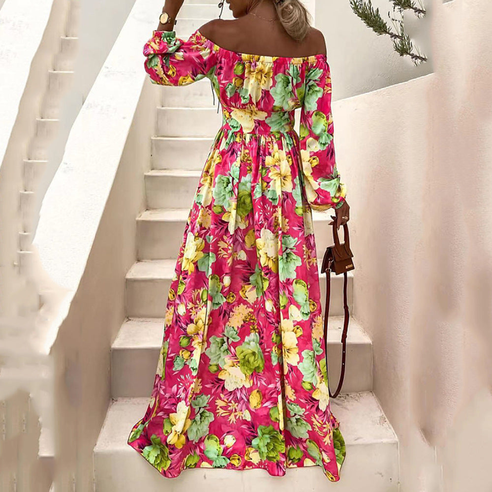 Boho-Chic Women's High Street Floral Print Dress