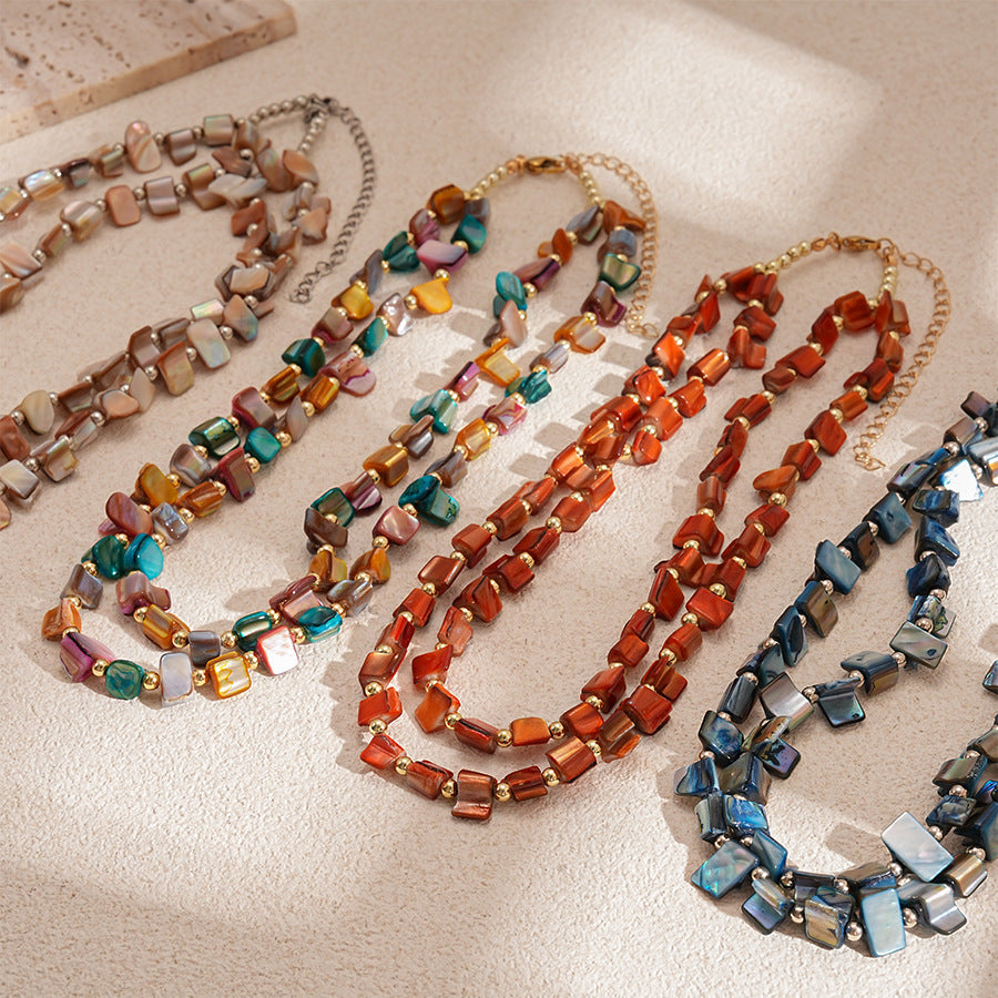 Niche Sophisticated Shell Clavicle Necklace – Irregular Geometric Statement Necklace