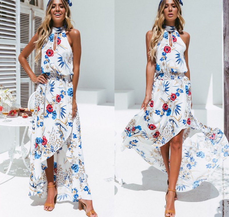 Boho Summer Flowers Bohemian  Hi Low Dress for Women