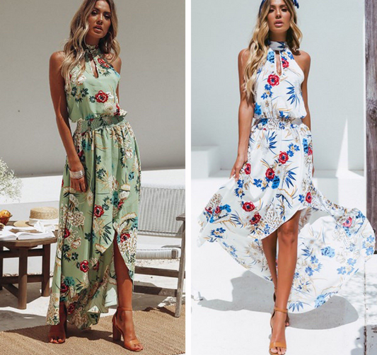 Boho Summer Flowers Bohemian  Hi Low Dress for Women