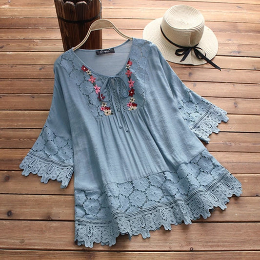 British Style Boho Loose Blouse for Women