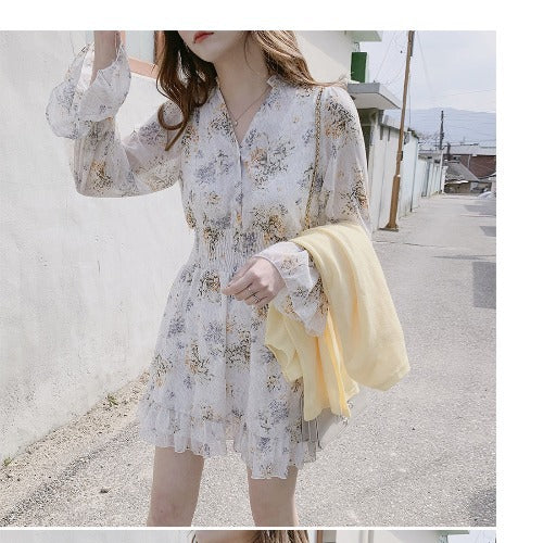 Haute Boho Chic Flower Lantern Sleeve Dress for Women