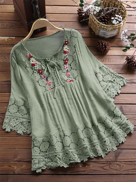 British Style Boho Loose Blouse for Women