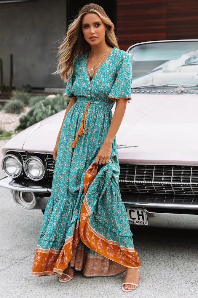 Boho Chic V-Neck Dress for Women