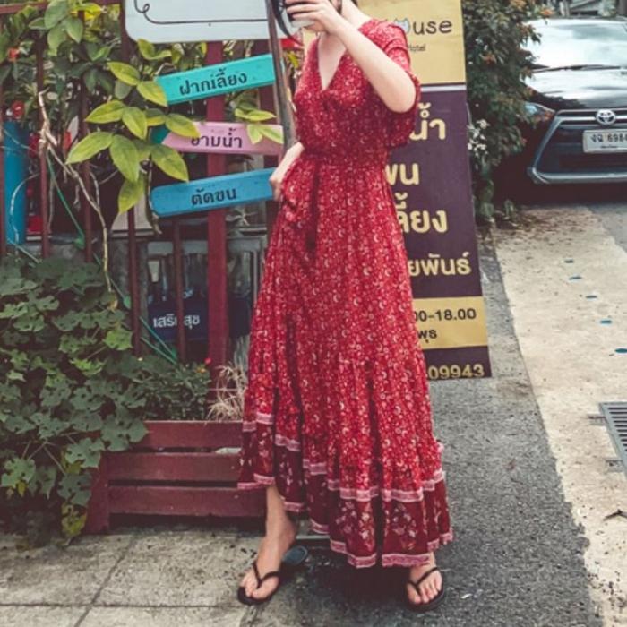 Boho Chic V-Neck Dress for Women