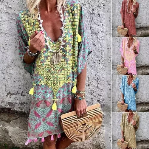 Boho Apparel V-Neck Midi Dress for Women