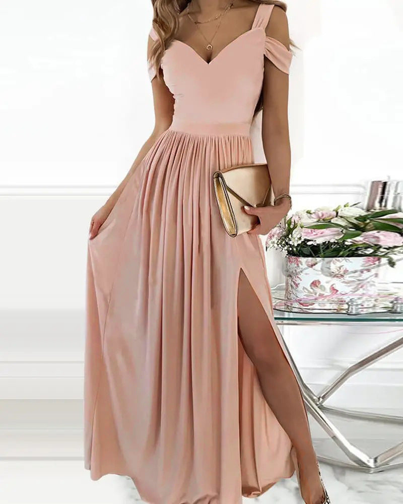 Boho Women's Spaghetti Strap V-Neck Split Maxi Dress