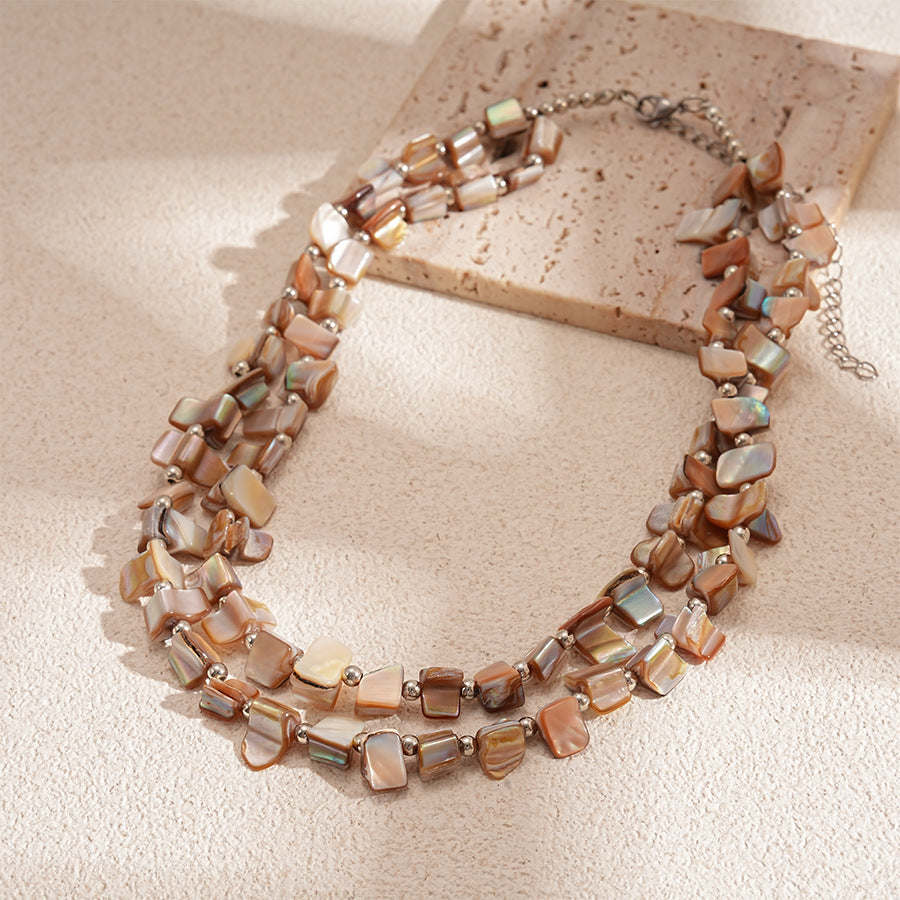 Niche Sophisticated Shell Clavicle Necklace – Irregular Geometric Statement Necklace