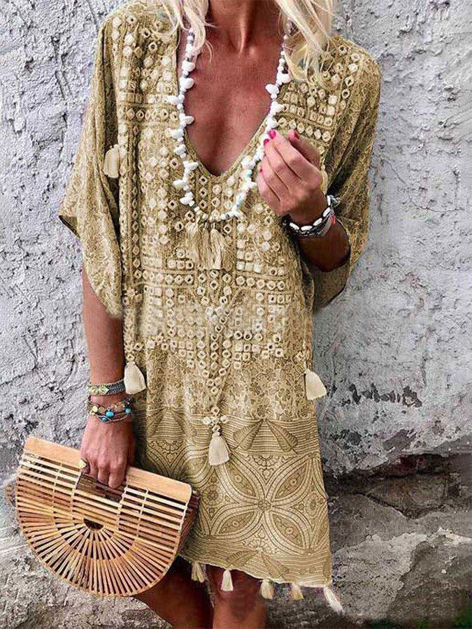 Boho Apparel V-Neck Midi Dress for Women