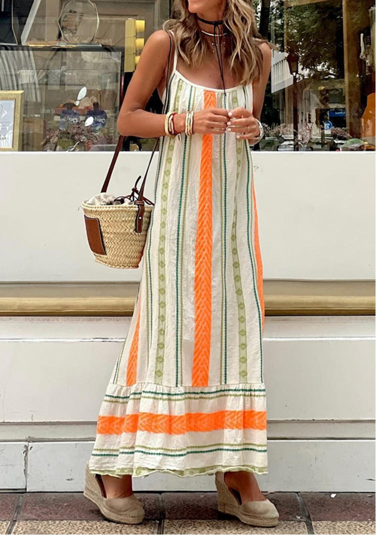 Bohemian Nouveau Sling Loose Maxi Dress for Women