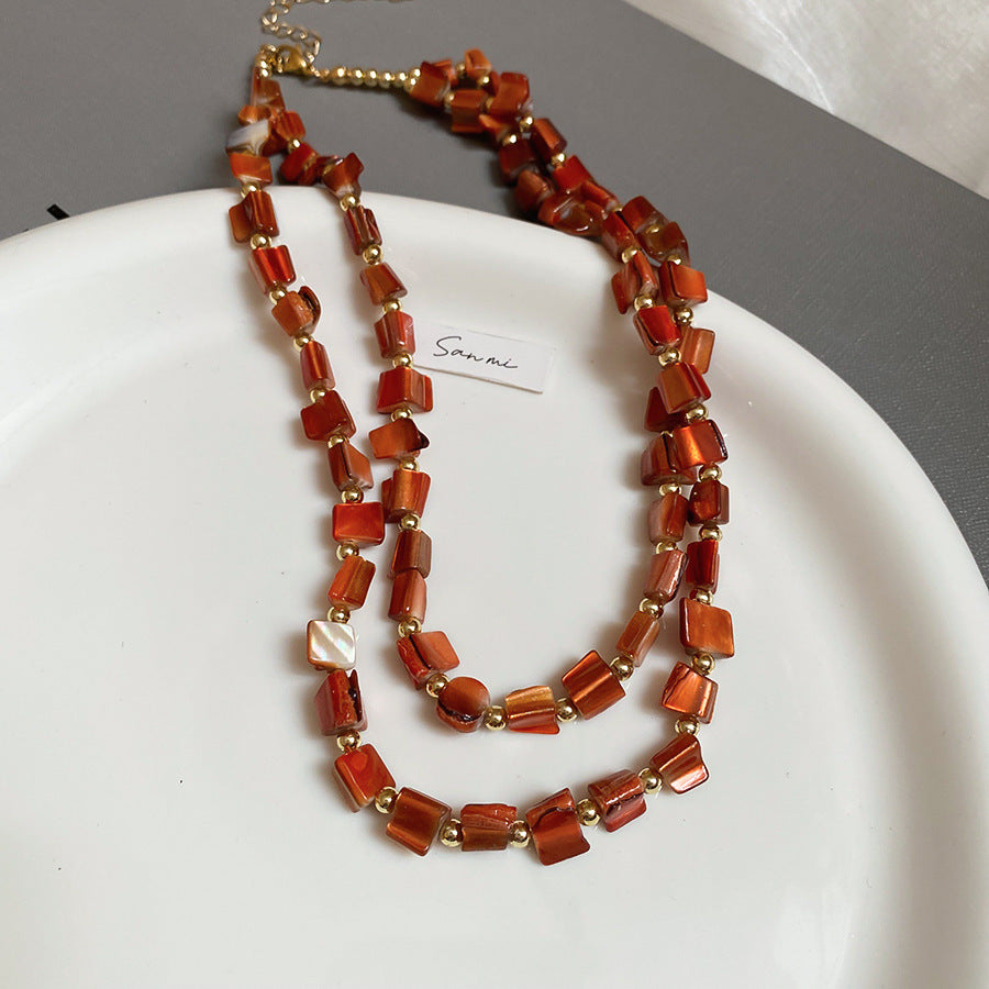 Niche Sophisticated Shell Clavicle Necklace – Irregular Geometric Statement Necklace