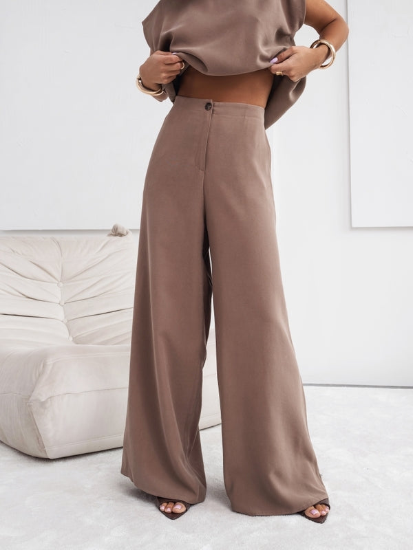 Women’s Casual 2-Piece Set – Short Sleeve T-Shirt & Loose Wide Leg Pant