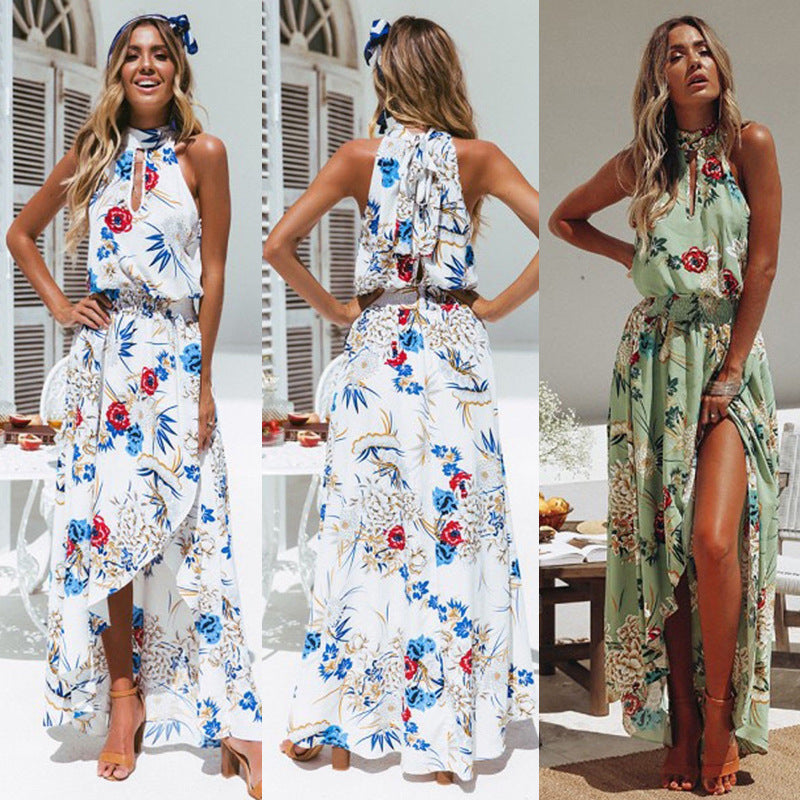 Boho Summer Flowers Bohemian  Hi Low Dress for Women