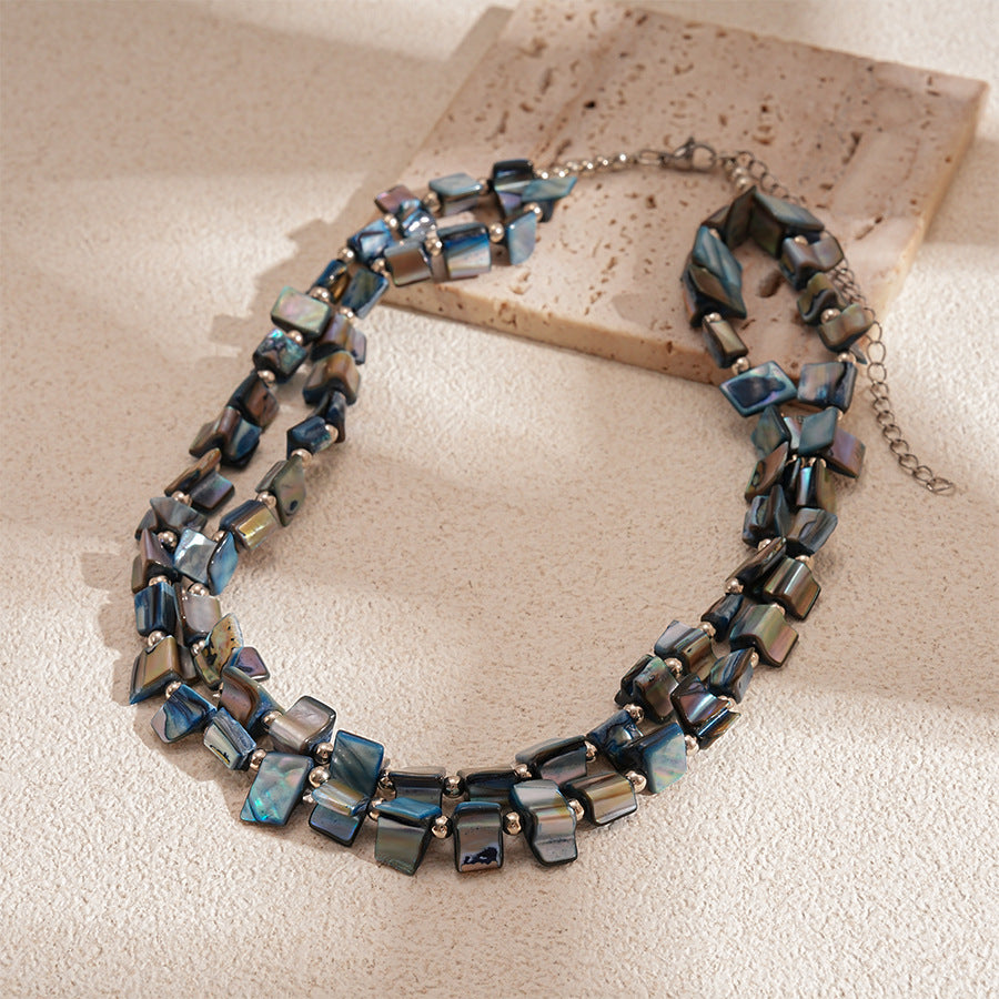 Niche Sophisticated Shell Clavicle Necklace – Irregular Geometric Statement Necklace